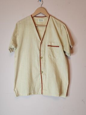 VGT CHELSEA Pajama Short Sleeve Button Front Shirt Plaid pattern, size M